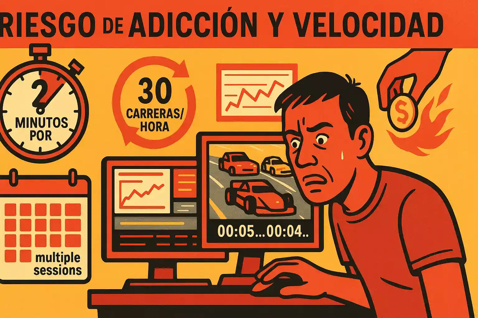 Peligro de adicción en carreras virtuales - Velocidad extrema, apuestas compulsivas y advertencias