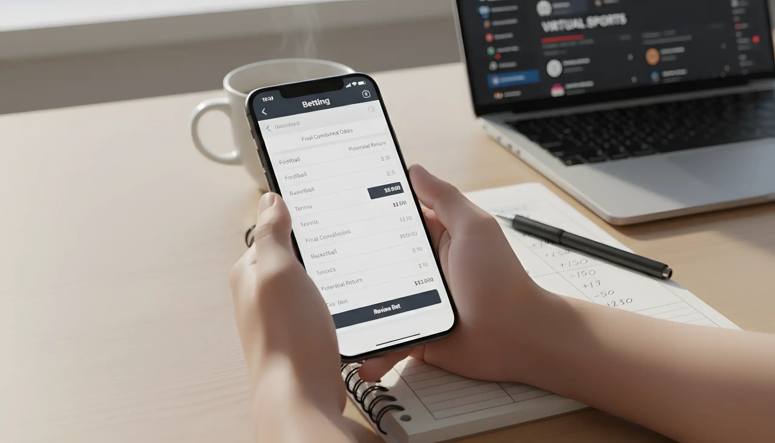 Persona revisando un boleto de apuestas combinadas