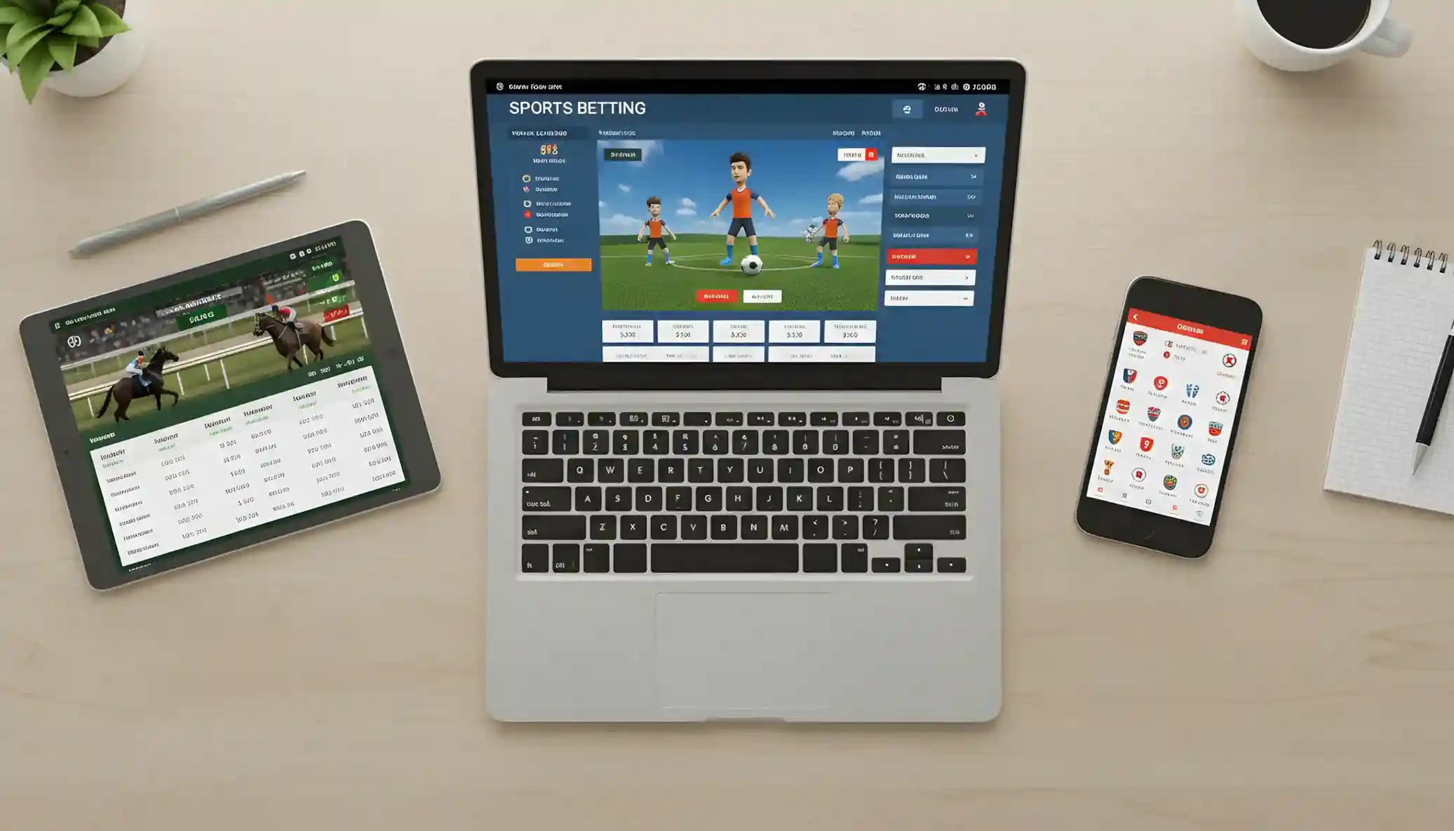 Diferentes interfaces de plataformas de apuestas en dispositivos