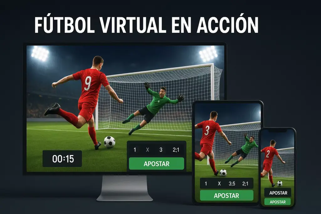 Fútbol virtual - Partido simulado en 3D con apuestas en tiempo real y acción rápida