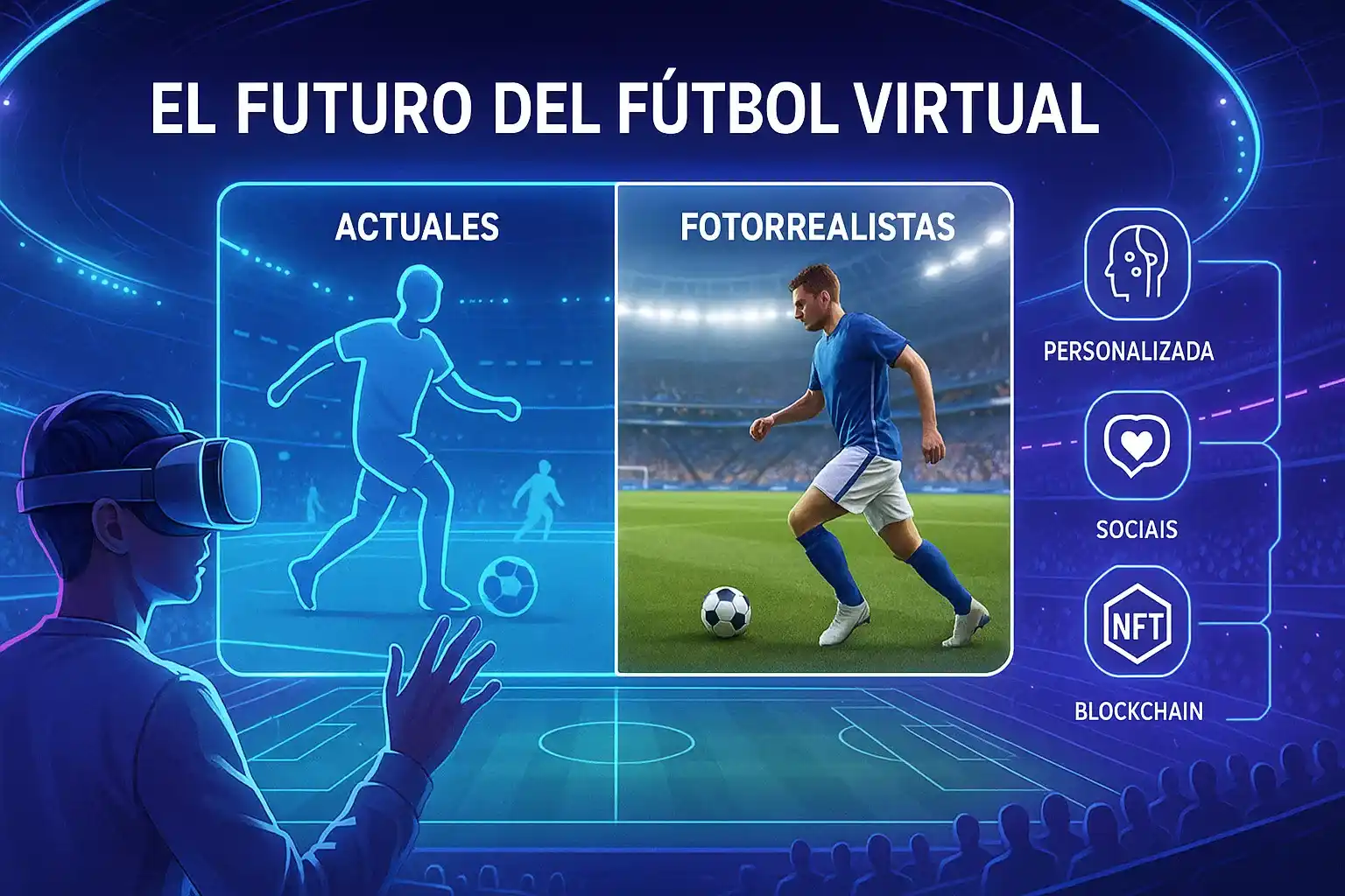 Futuro del fútbol virtual - Realidad virtual VR, gráficos fotorealistas y experiencias inmersivas