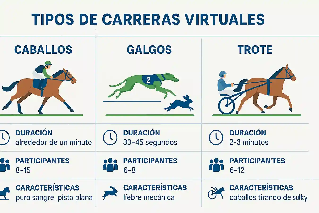 Tipos de carreras virtuales - Caballos, galgos y trotones con diferencias y características