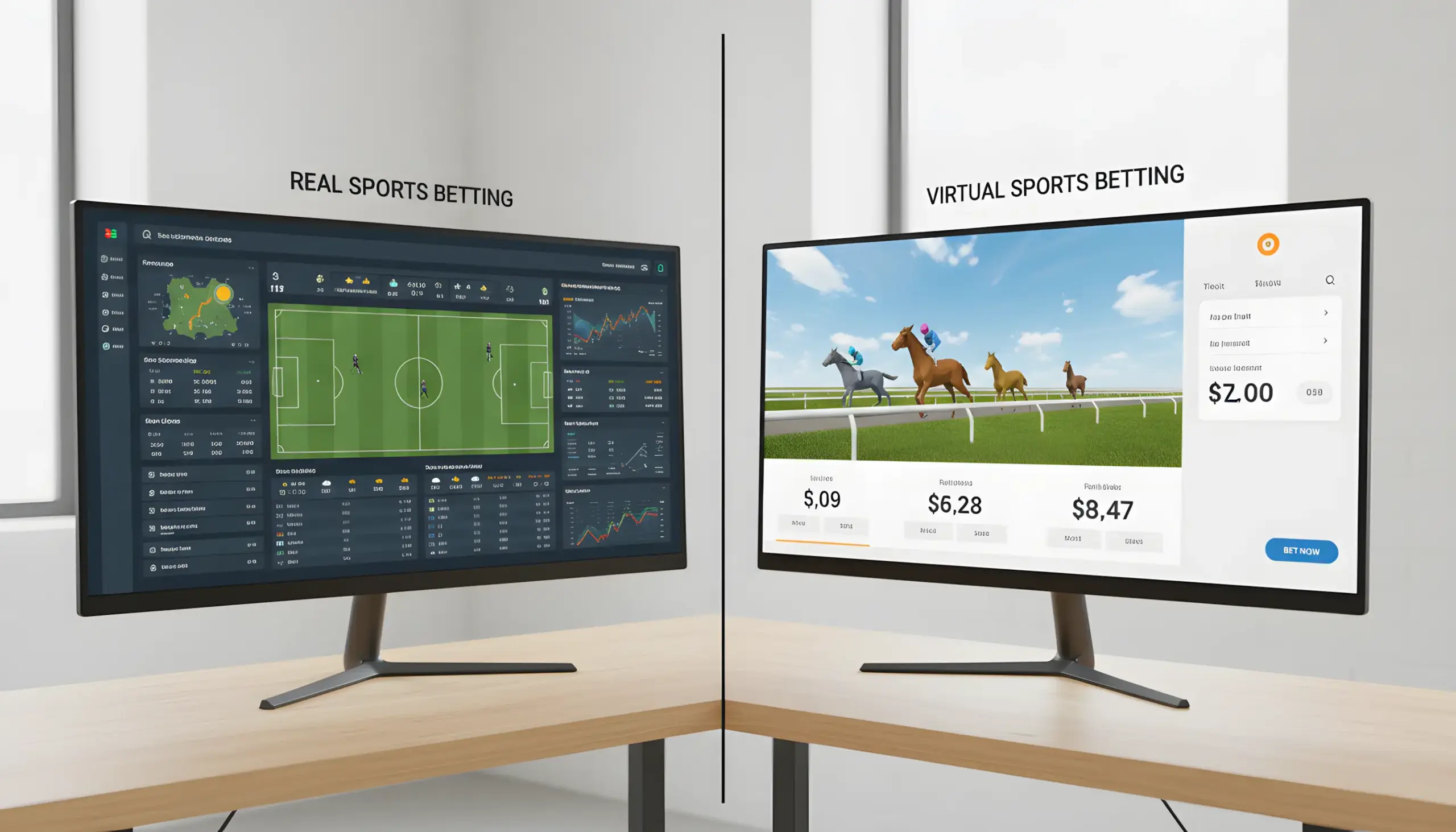 Comparación entre apuestas deportivas reales y virtuales