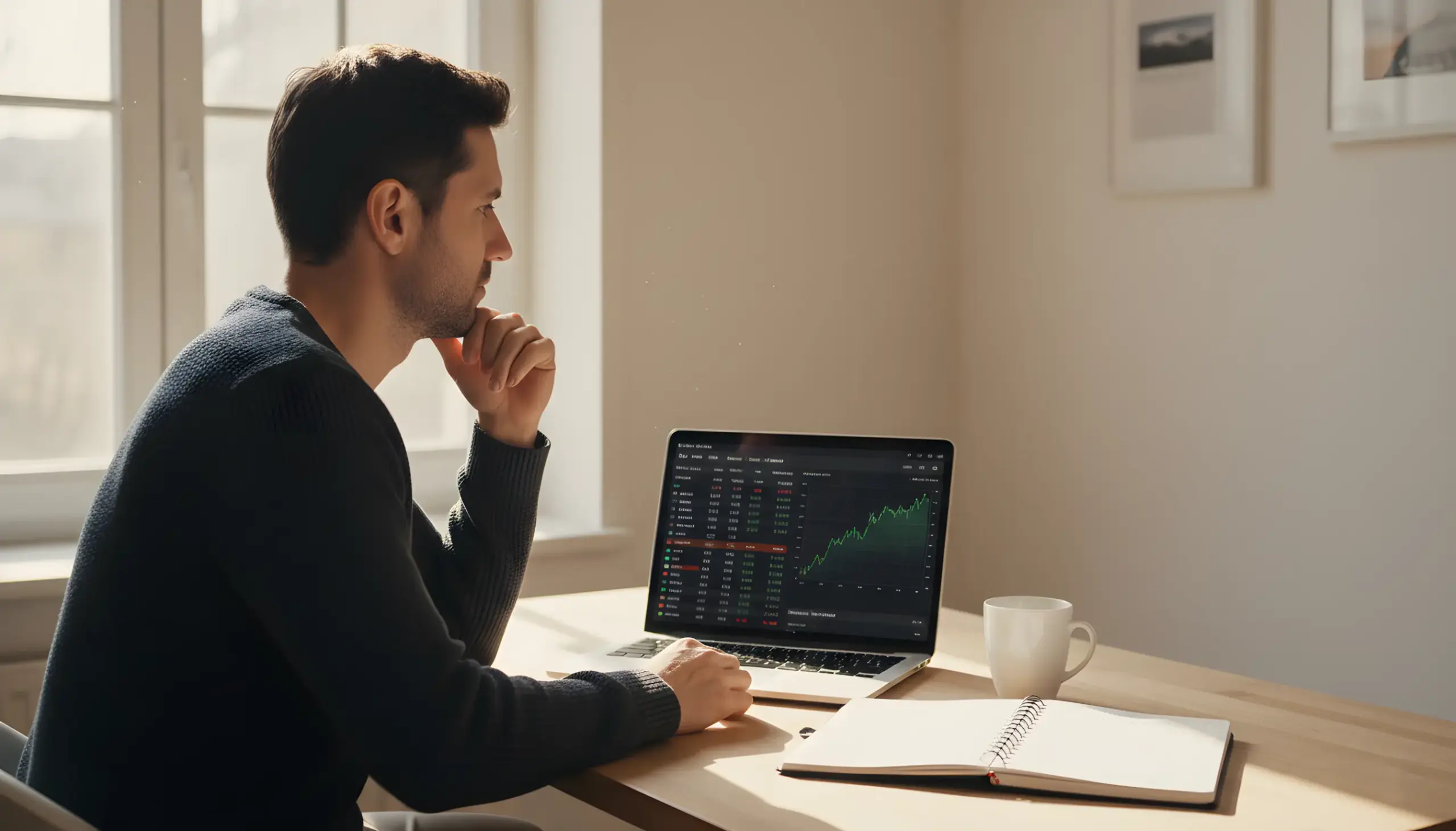 Persona analizando datos de apuestas en un portátil