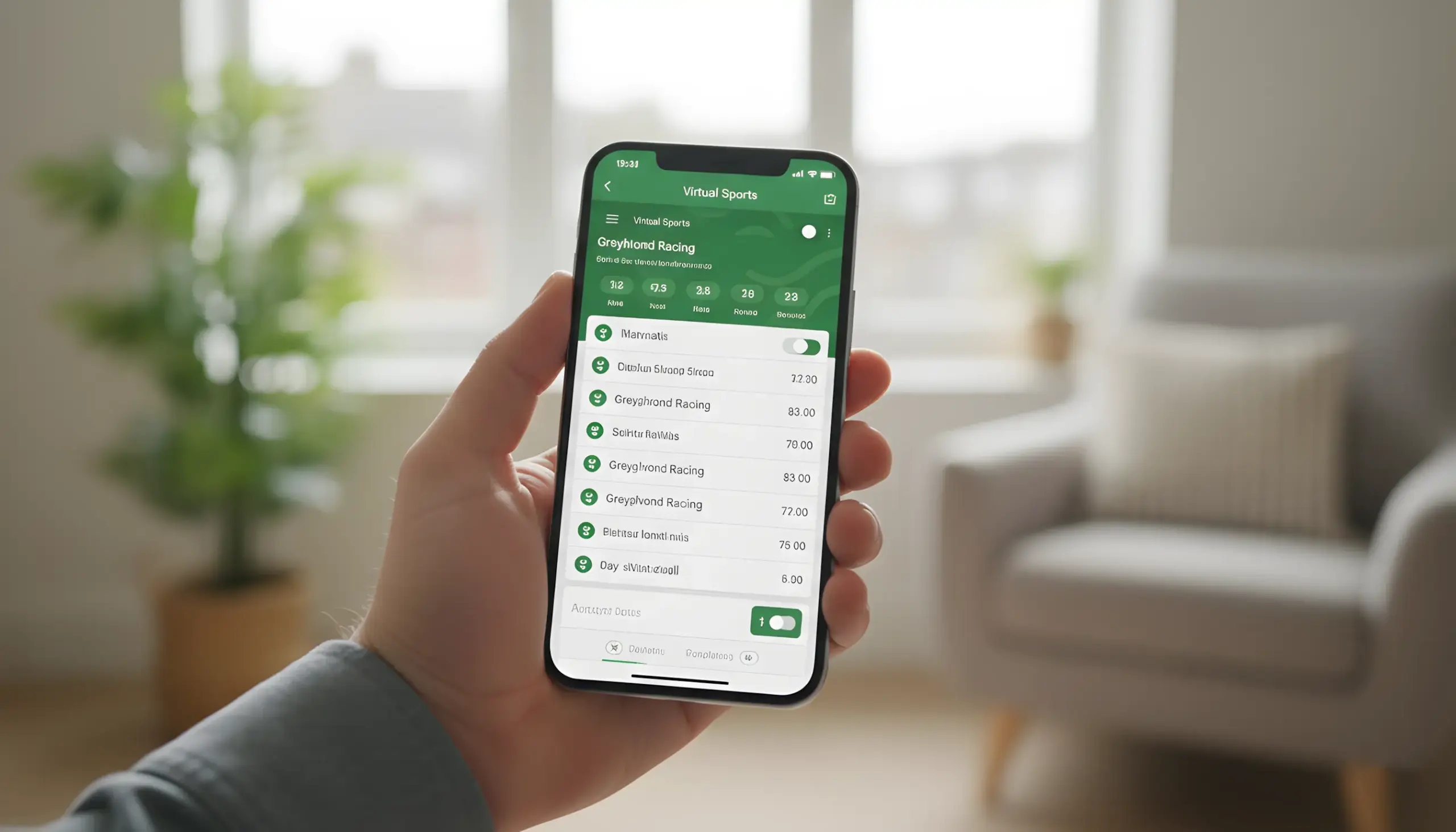 Aplicación móvil de William Hill mostrando deportes virtuales